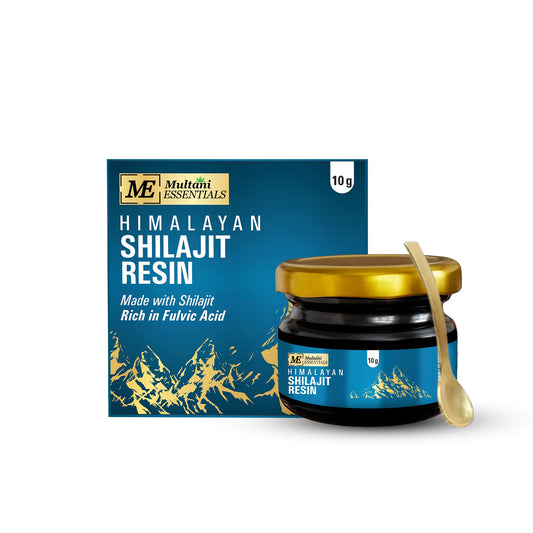 Multani Essentials Himalayan Shilajit Resin with Ashwagandha, Gokhru, Haldi, Safed Musli | Supports Stamina & Rejuvenation | More Than 70% Fulvic Acid - 10 GM