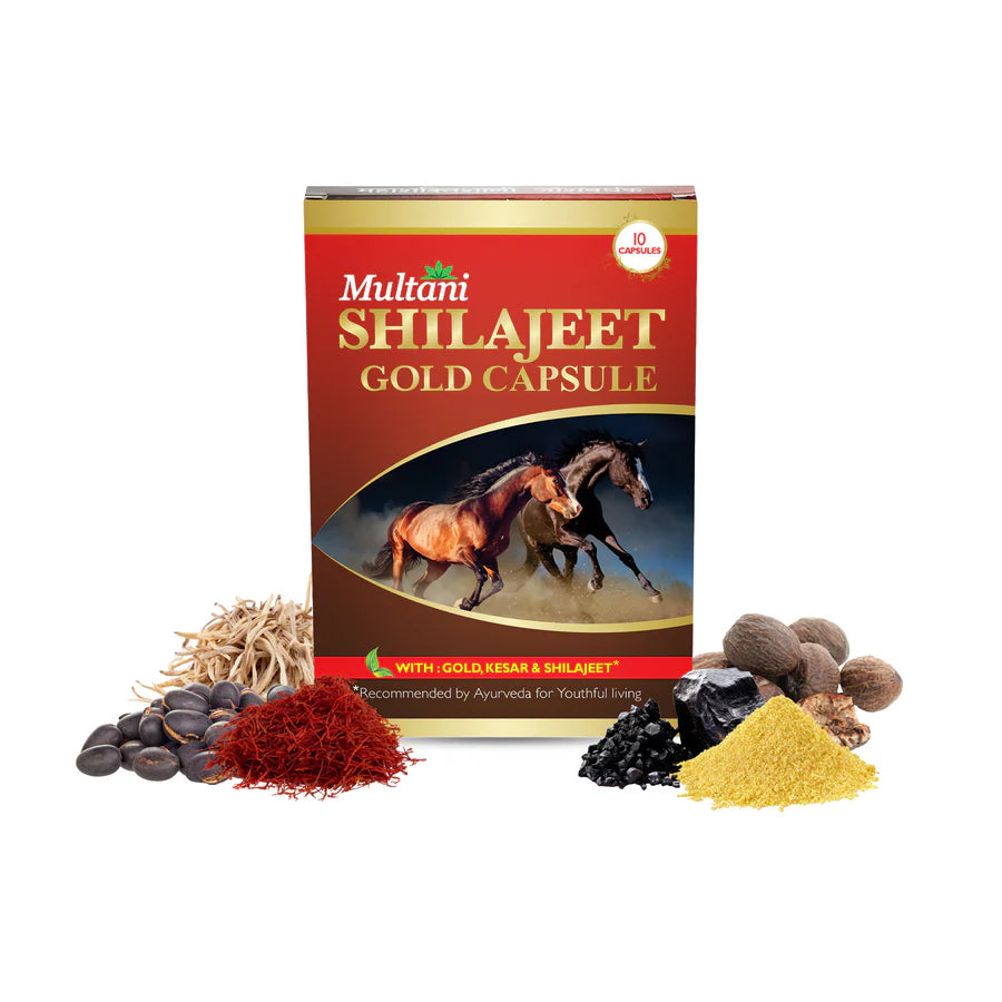 Multani Shilajeet Gold Capsule | For Youthful Living, Stamina & Endurance - 10 Cap(30/Per Capsule)