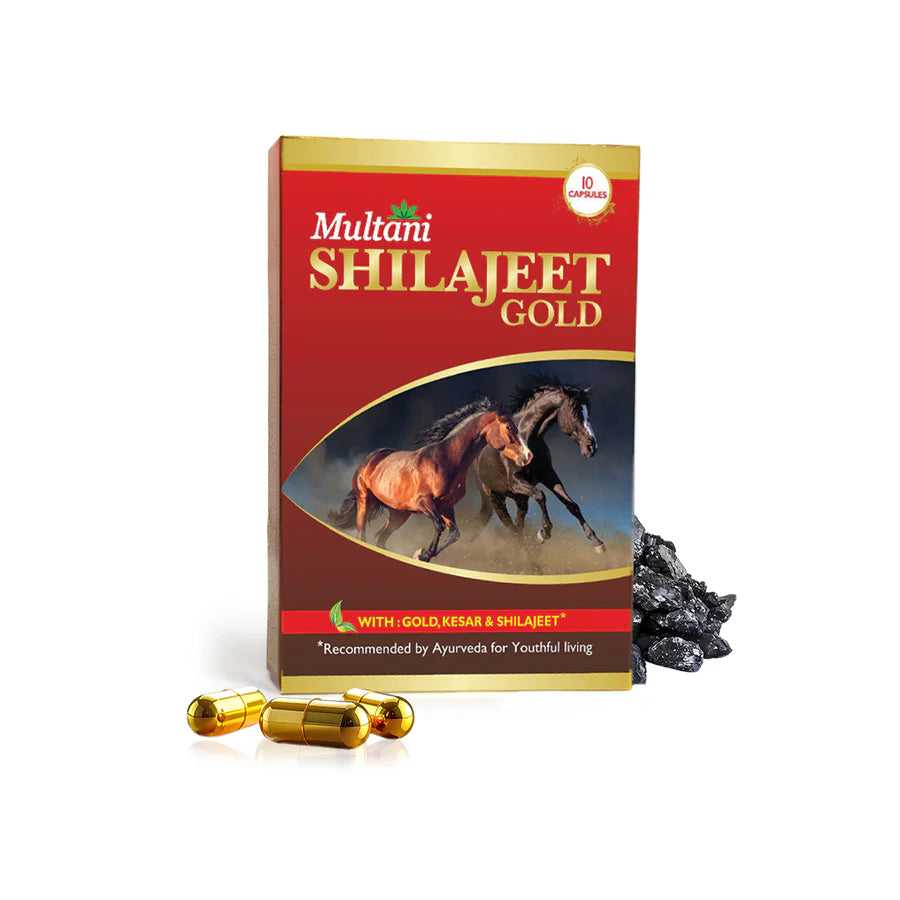 Multani Shilajeet Gold Capsule | For Youthful Living, Stamina & Endurance - 10 Cap(30/Per Capsule)